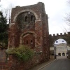 Rougemont Castle, the eleventh-century Norman gate tower.