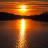 Sunset over the water at Clumber Park