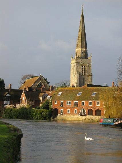 Looking across the Thames at the spire of St. Helens Church