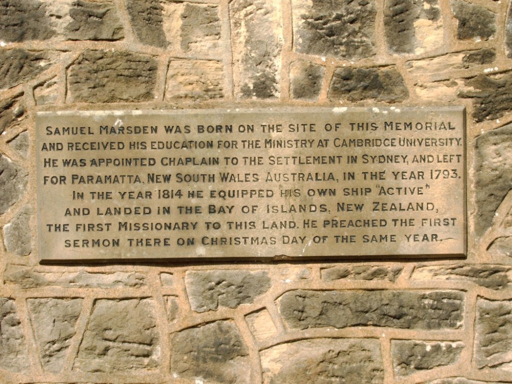 Samuel Marsden memorial plaque, Farsley, West Yorkshire