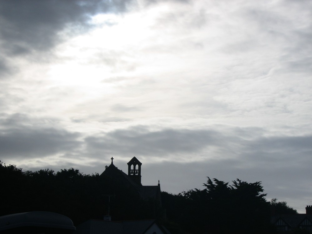 Silhouette of the church in Bude, Cornwall