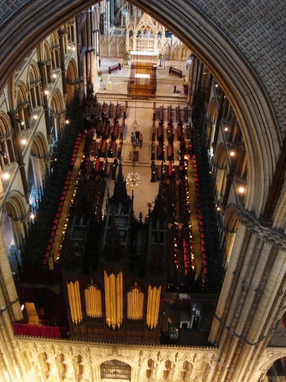 The Choir as viewed from inside the roof of Lincoln Cathedral