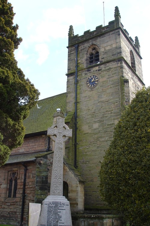 The Parish Church of St Swithun and the War Memorial at Woodborough, Nottinghamshire