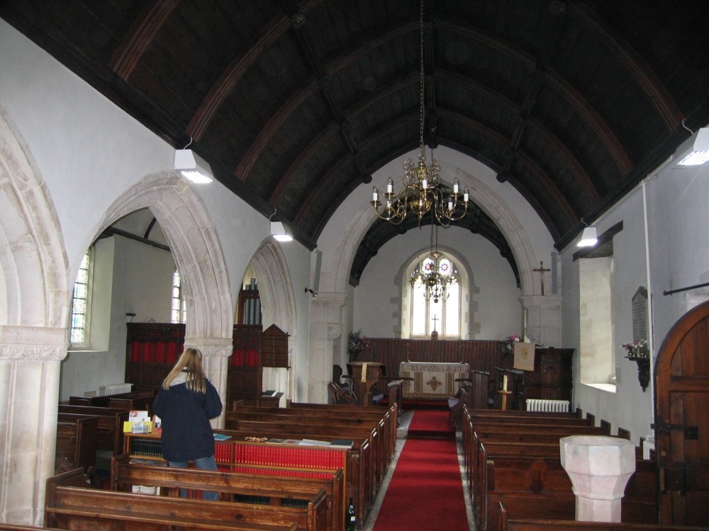 Inside St Peter's Church in the village of Dalwood, Devon