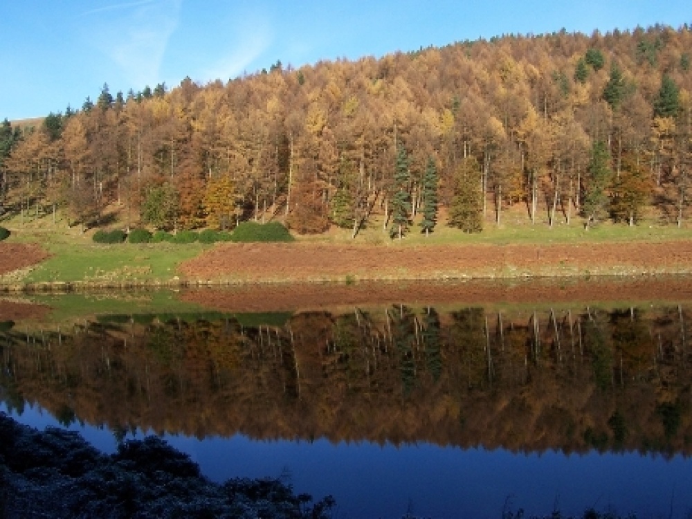 Ladybower in winter; perfect conditions, frosty and sunny with no wind.