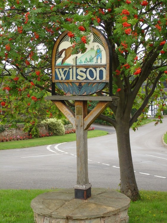 The village sign at Wilson, North-West Leicestershire.
