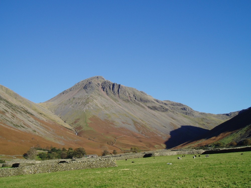 Great Gable in a clear blue sky on bright and sunny day one November! afternoon 2006.
