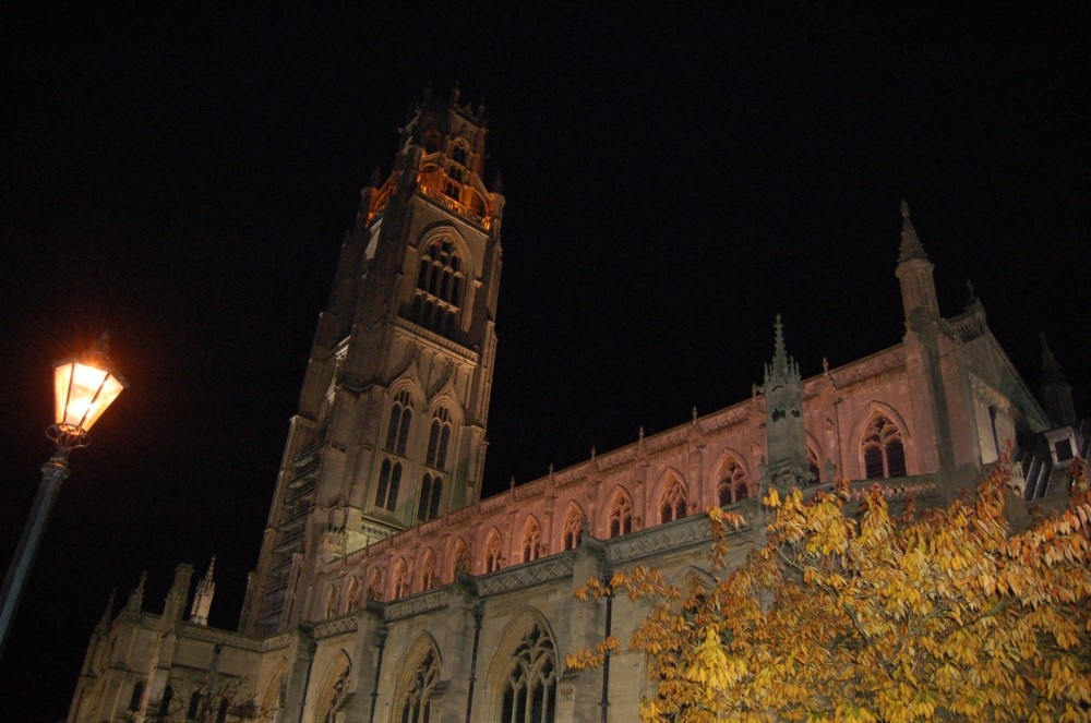 This image is of St Botolph's Church in Boston taken one cold rainy evening in November