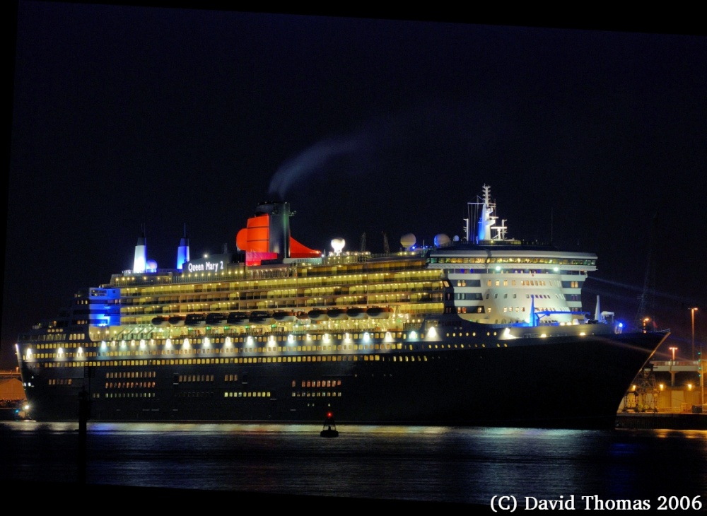 Night Time picture taken in November With D80 of Queen Mary 2 @ Southampton, UK