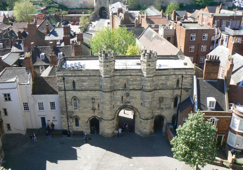A view of Exchequer gate from Lincoln Cathedral.