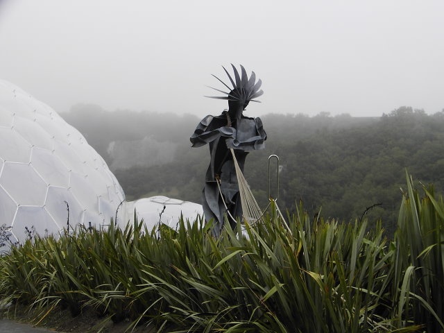 One of the statues made from steel at the Eden Project in Cornwall.