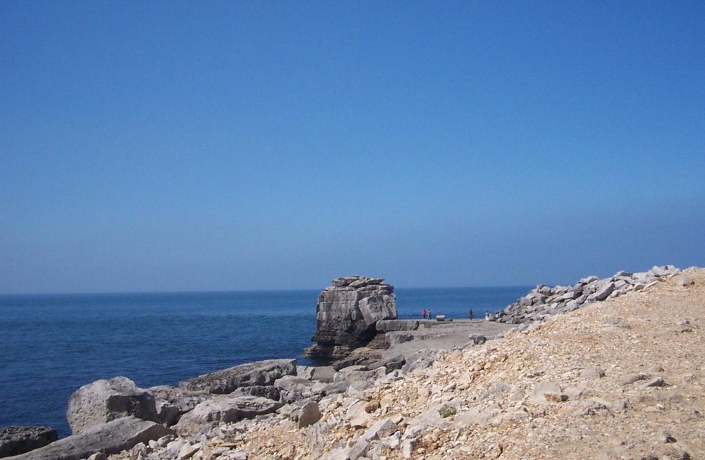 Quarried stone on the cliffs by Portland Bill Lighthouse, Dorset