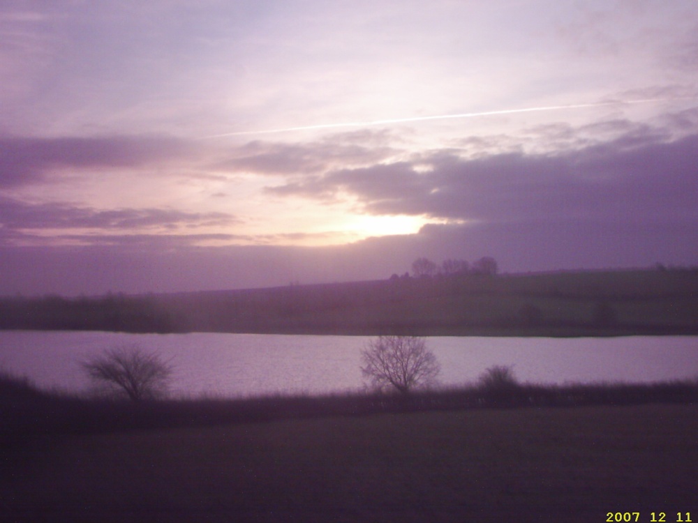 Eyebrook Reservoir at dusk from Stoke Dry