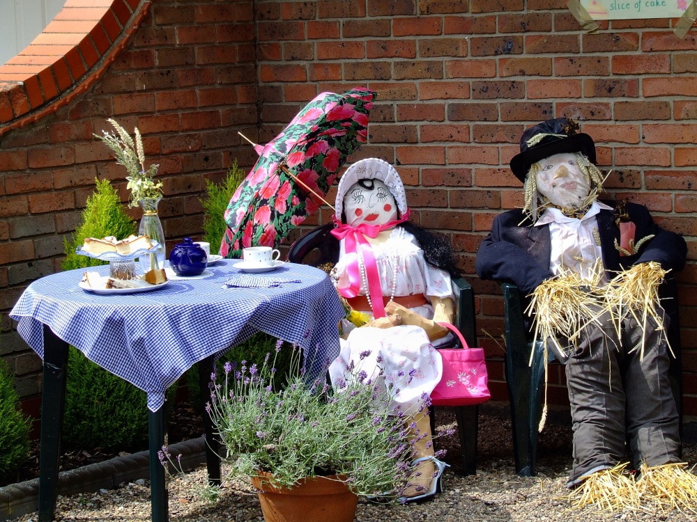 A nice cup of tea and a slice of cake, Scarecrow Festival, Ellerker, East Riding of Yorkshire