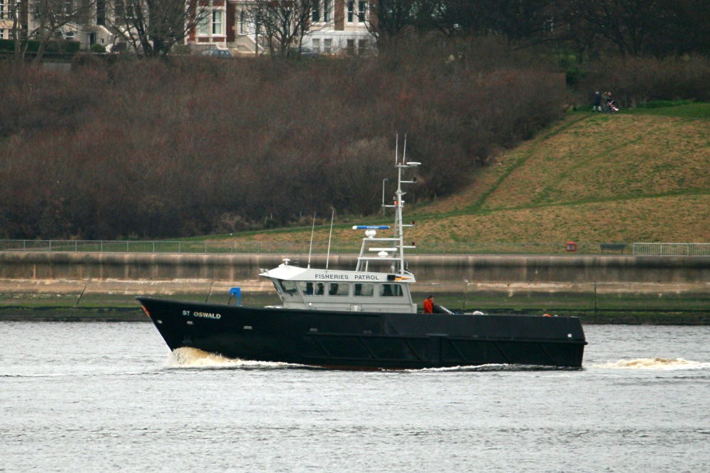 St Oswald, Fisheries Patrol Boat, enters the Tyne.
