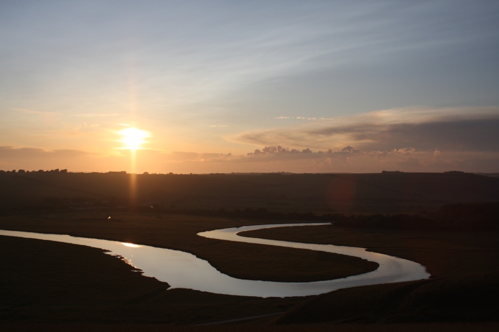 Sunset over the meandering river