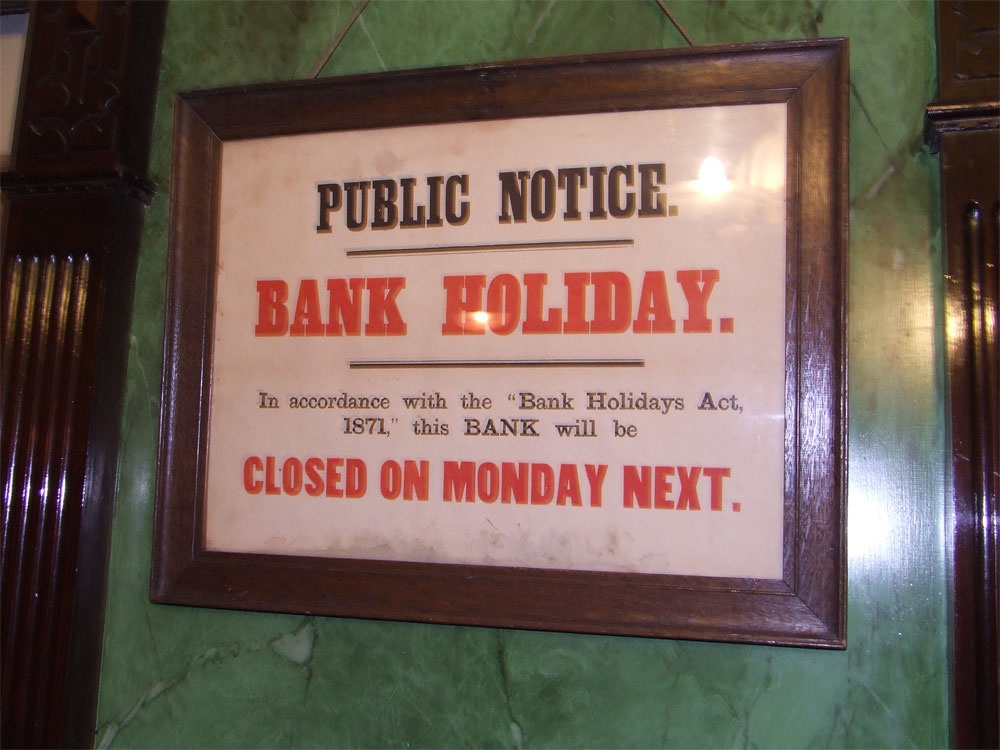 Bank holiday notice