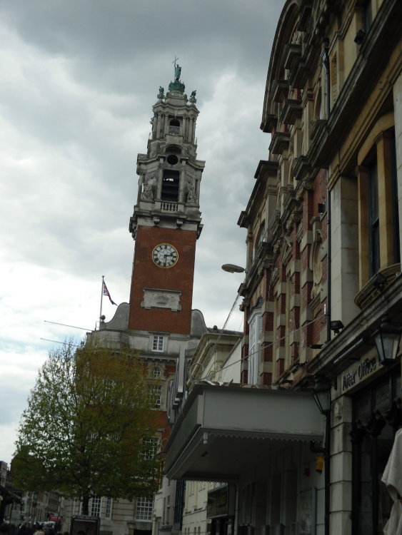 Colchester, the statue of St Helen, the patroness of the city, on the top of the townhall