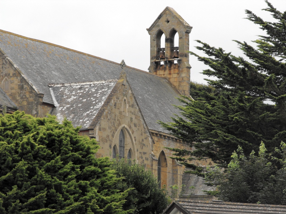 Church through the trees in Bude