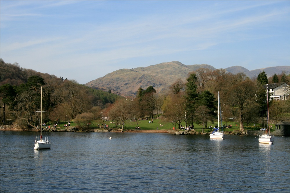 Waterhead and the Northern Fells as seen from Windermere.