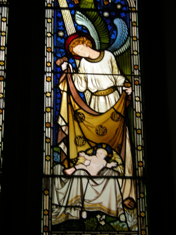 A stained glass window at Northfield Church