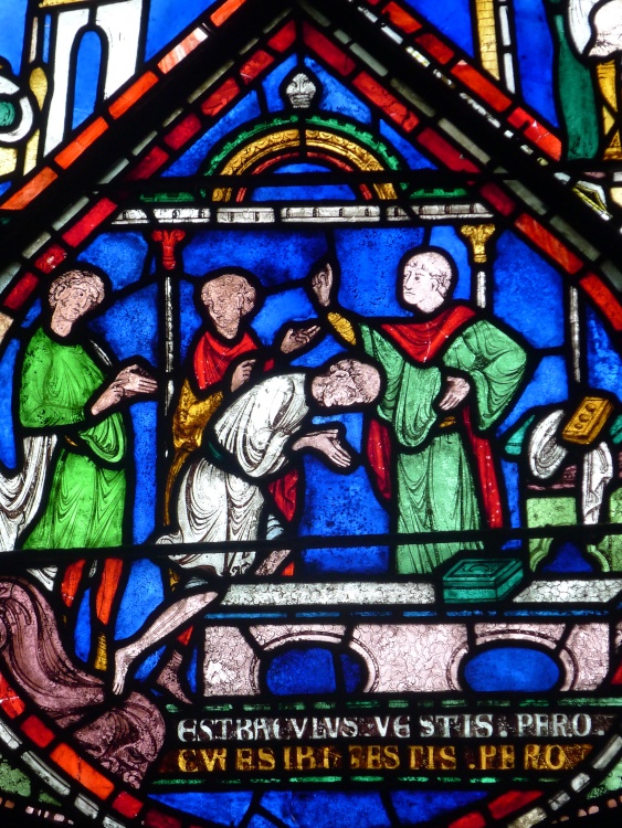 Part of Window n111, Miracles of Thomas Becket, Canterbury Cathedral
