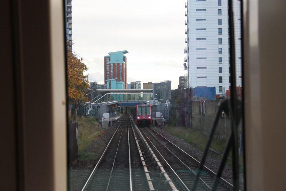 nearing Canary Wharf on the DLR london