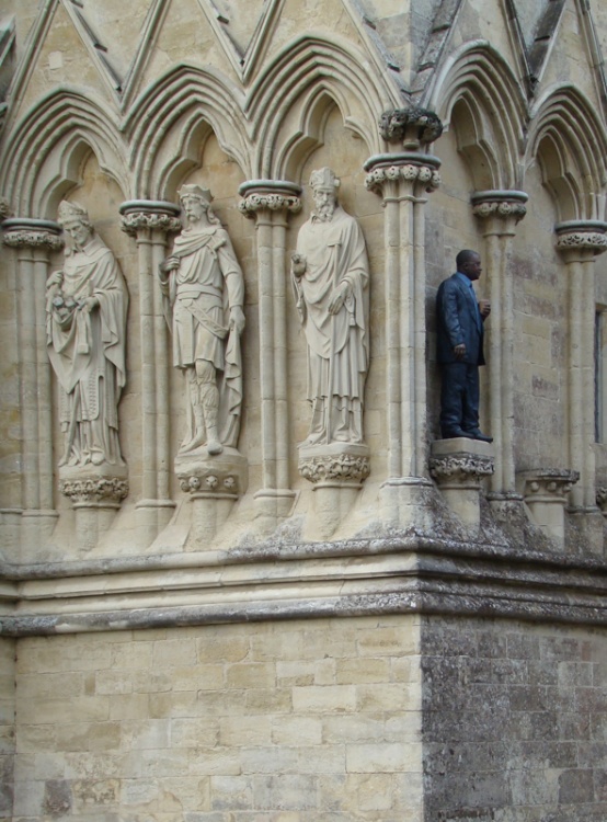 Salisbury Cathedral, Wiltshire with a Sean Henry sculpture