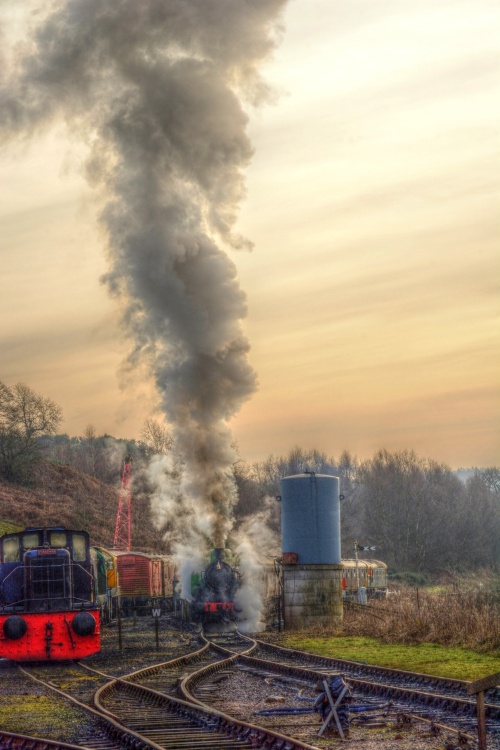 Steam Train Approaching Cheddleton Station, Churnet Valley Railway, Staffordshire