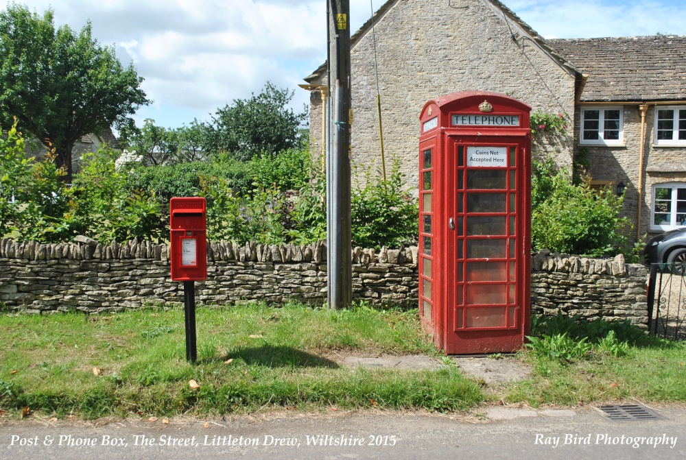 Telephone Box & Postbox, The Street, Littleton Drew, Wiltshire 2015