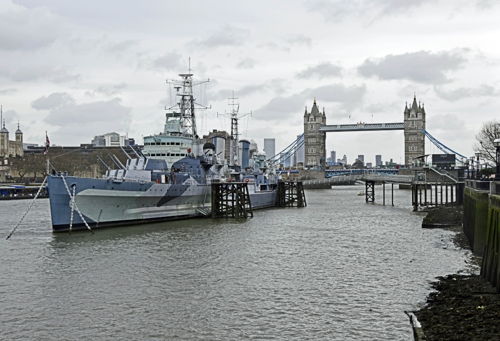 HMS Belfast and Tower Bridge, London
