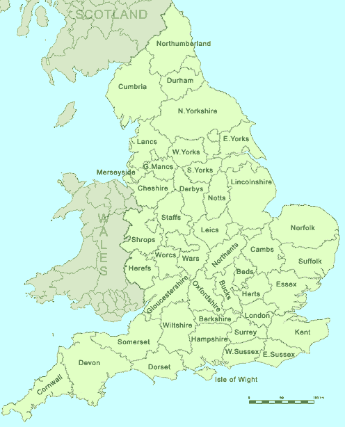 County Map Of England English Counties Map