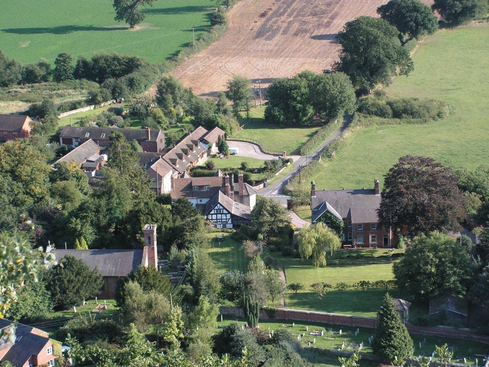 The village of Grinshill, Shropshire, from the cliff of Grinshill