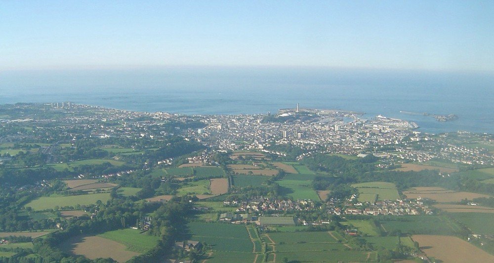 St Helier, capital of Jersey, Channel Islands from the air