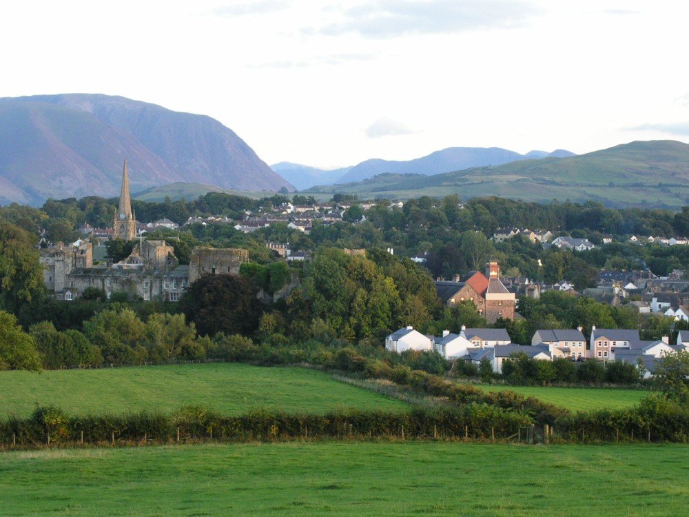 General view showing Cockermouth Castle and Jennings Brewery, Cumbria