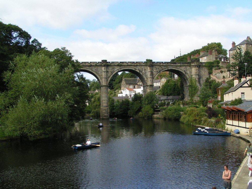 A view of the viaducts which dwarf the river at Knaresborough