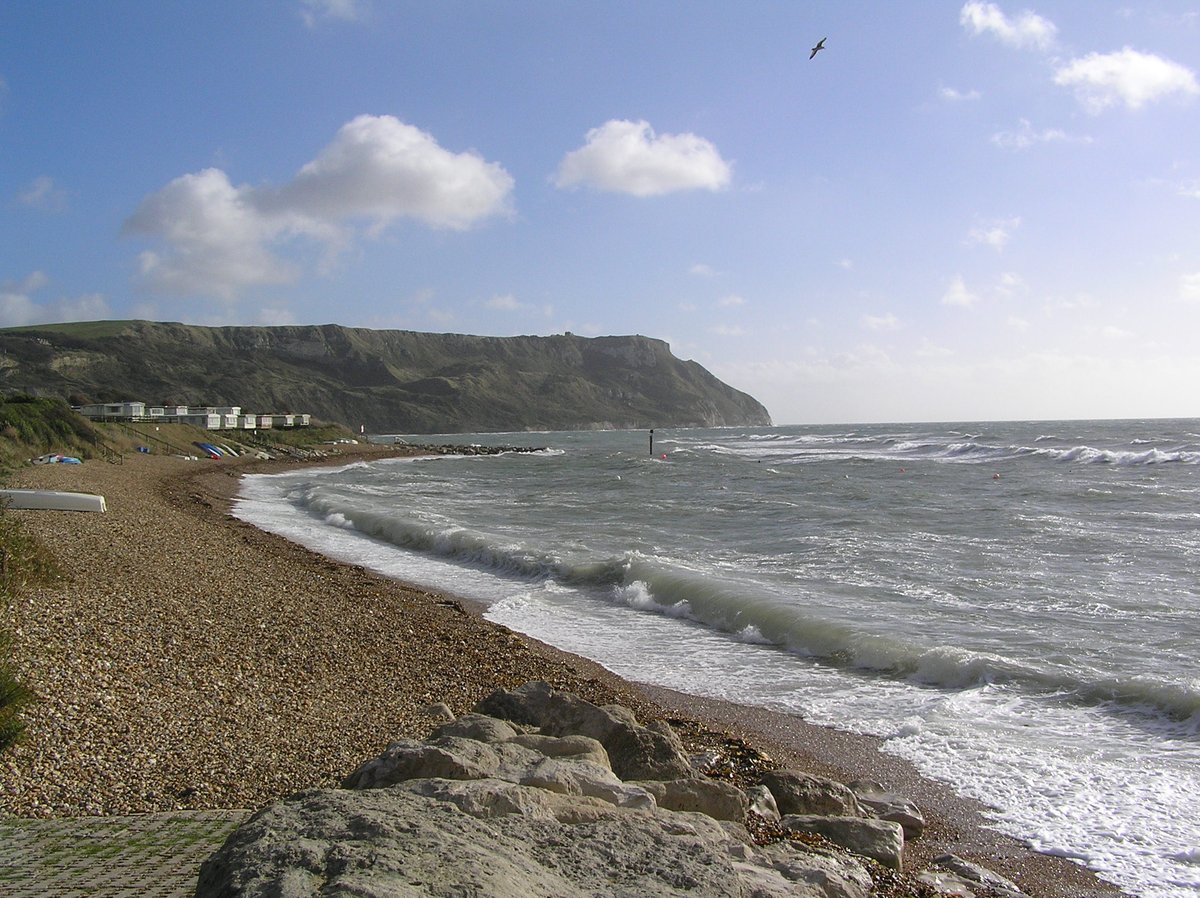Ringstead Bay, Osmington Mills, near Weymouth, Dorset, on a windy October day.