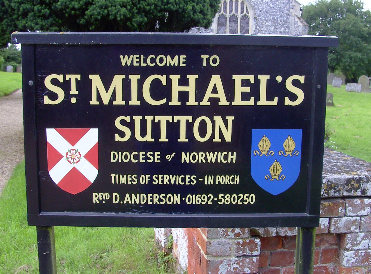 St Michael's Church sign, Sutton, Norfolk