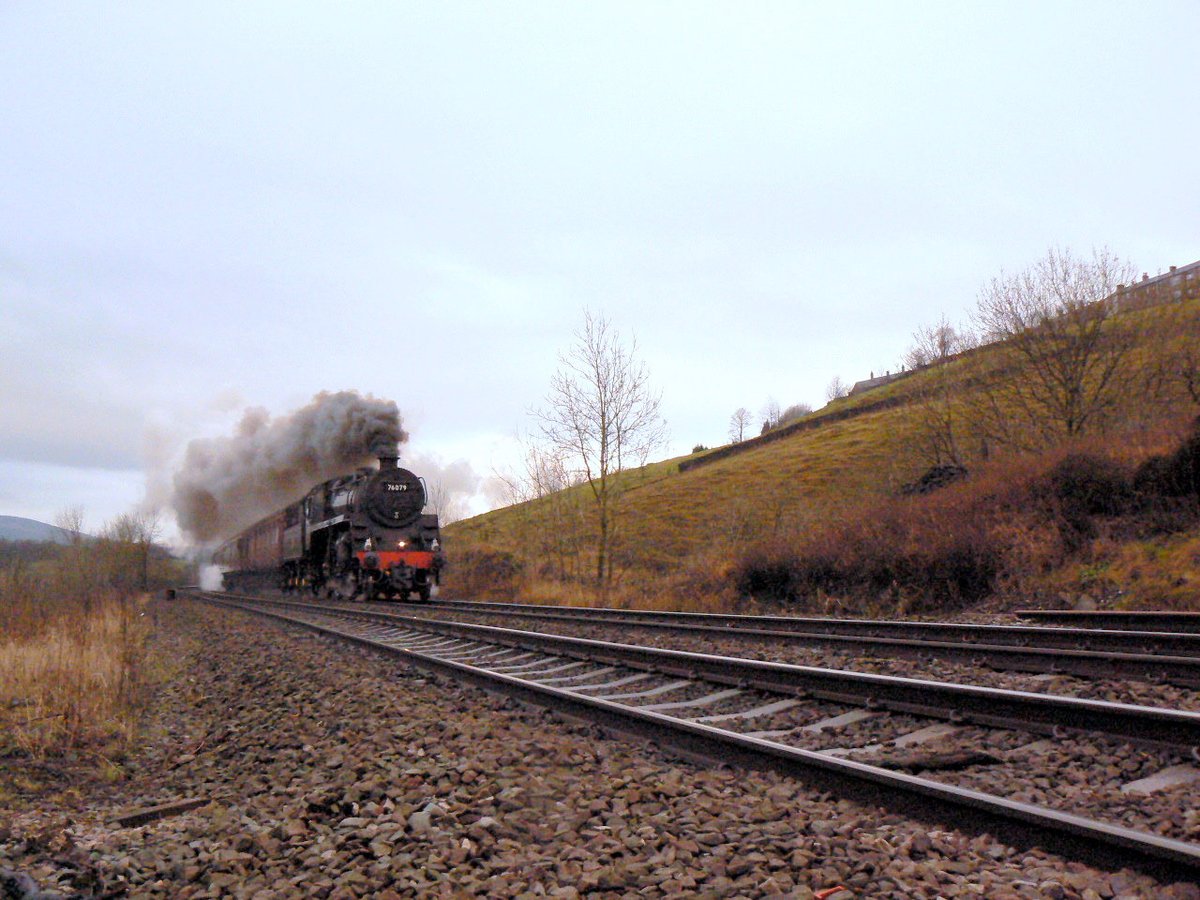 Steam Train passing through Mossley, Greater Manchester