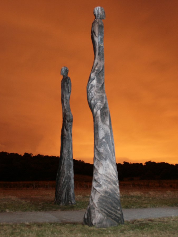 Tree Sculptures at Jeskyns Park at Night