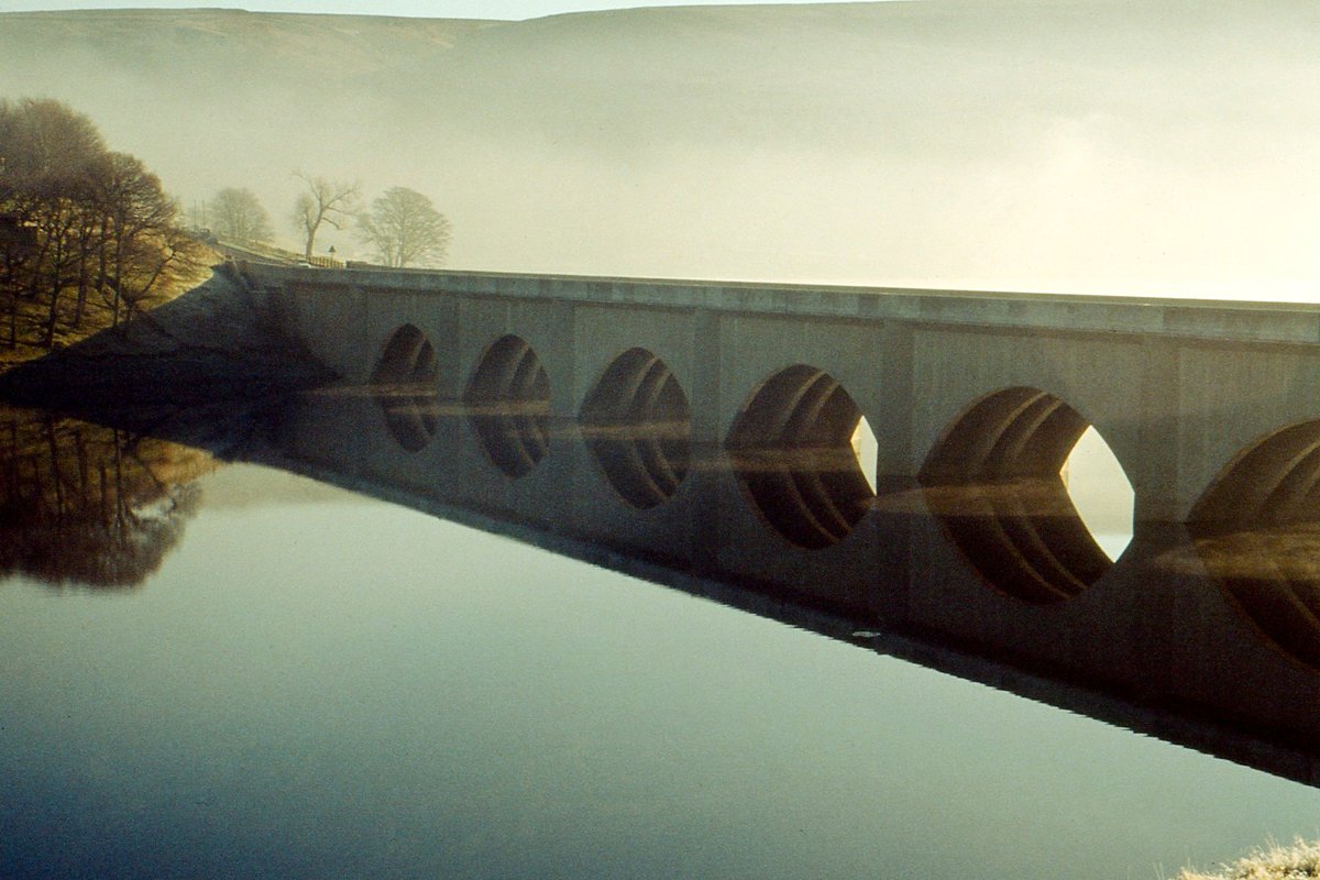 The A57 crossing Ladybower reservoir