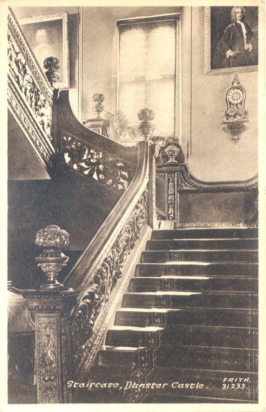 Dunster Castle Staircase 1950's Postcard