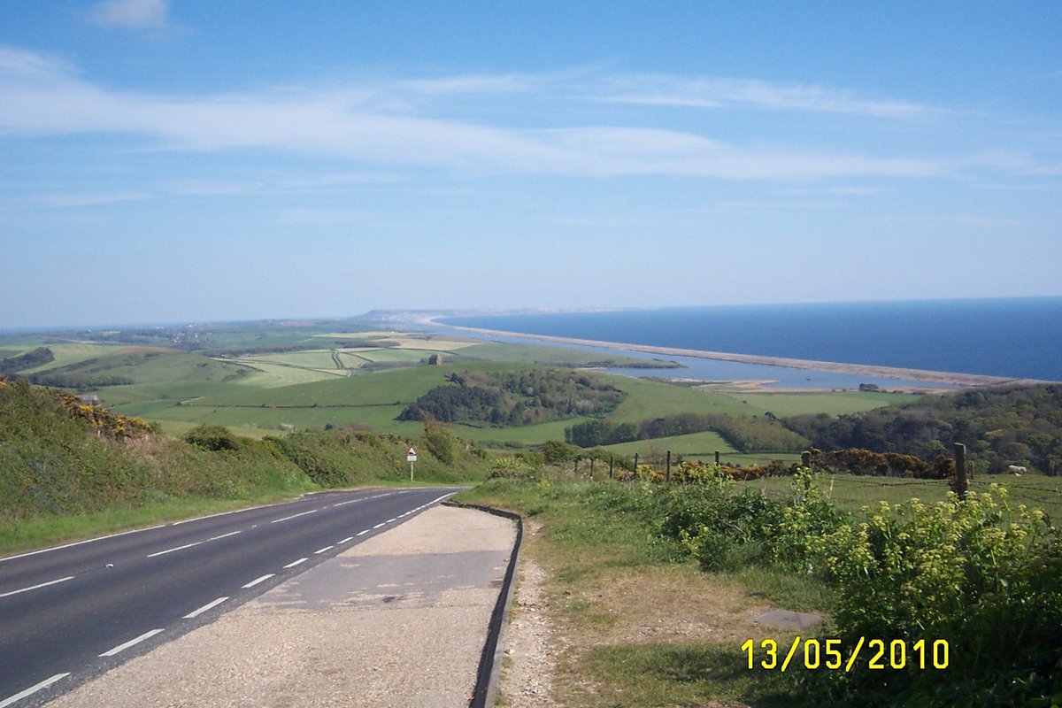 Chesil Beach from the hills