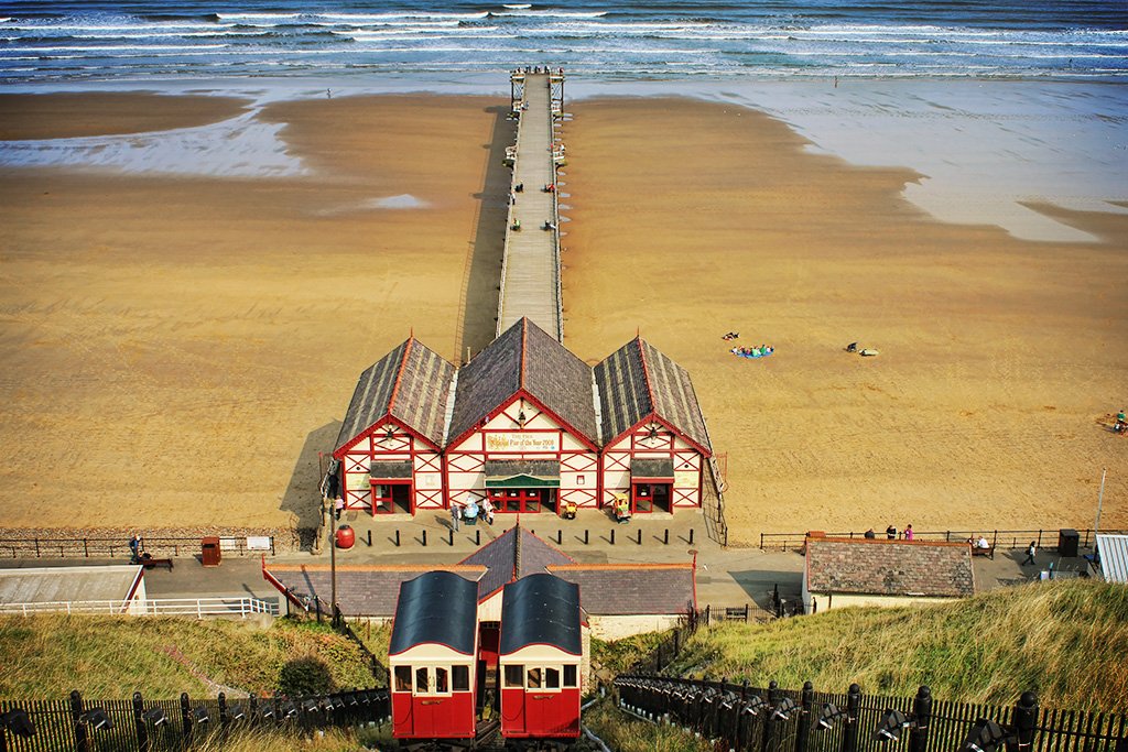 Saltburn Cliff Lift and Pier.