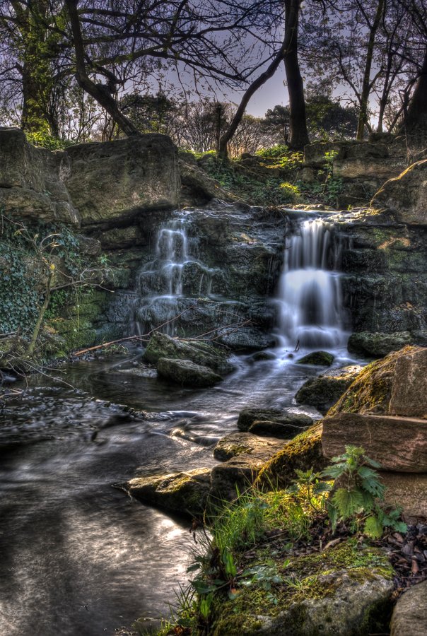 Small waterfall in Pittville Park, Cheltenham