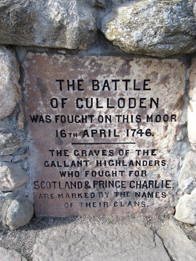 Inscription on Memorial cairn, Culloden battlefield, Inverness