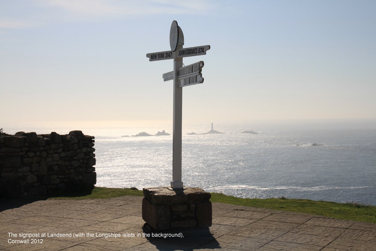 The Signpost at Land's End (with the Longships Islets in the background)
