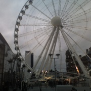 The Manchester Wheel in front of Selfridges.