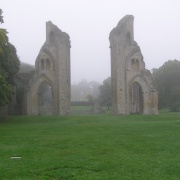 Glastonbury Abbey in Somerset in the early morning.
