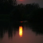 Setting sun over The River Thames, Oxfordshire